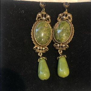 Vintage Burnished Gold Finish w/Unakite &Moss Jade
